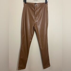 NWT Kosmios faux leather pants for women Size 11 Brown.new With Tag